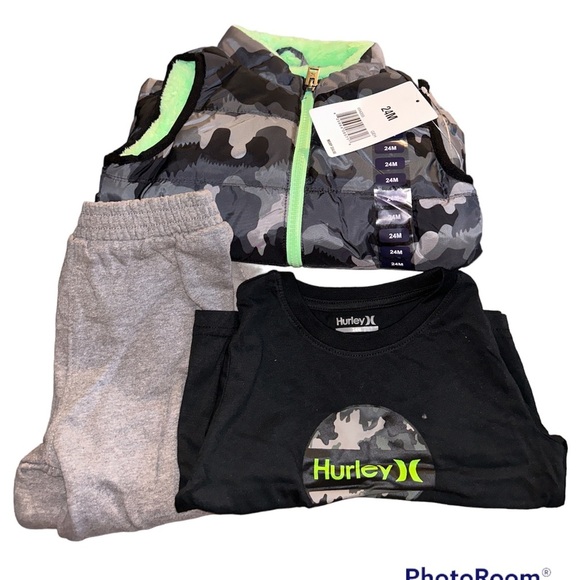 Hurley Toddler Boy 3-Piece Puffer Vest Set - Picture 4 of 5